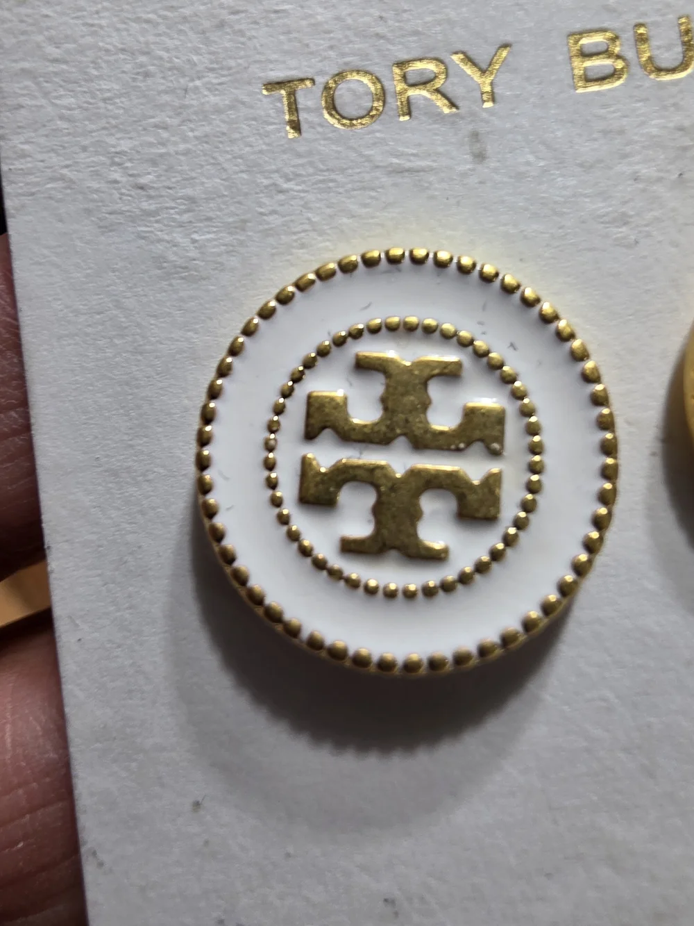Enameled logo stud earrings